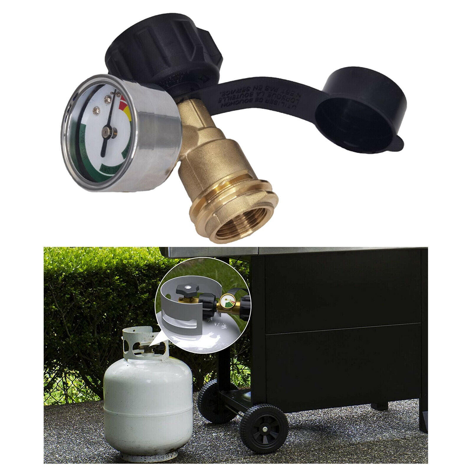 Brass Propane Tank Gauge  Type 1 QCC Adapter Connection Valve Pressure Meter