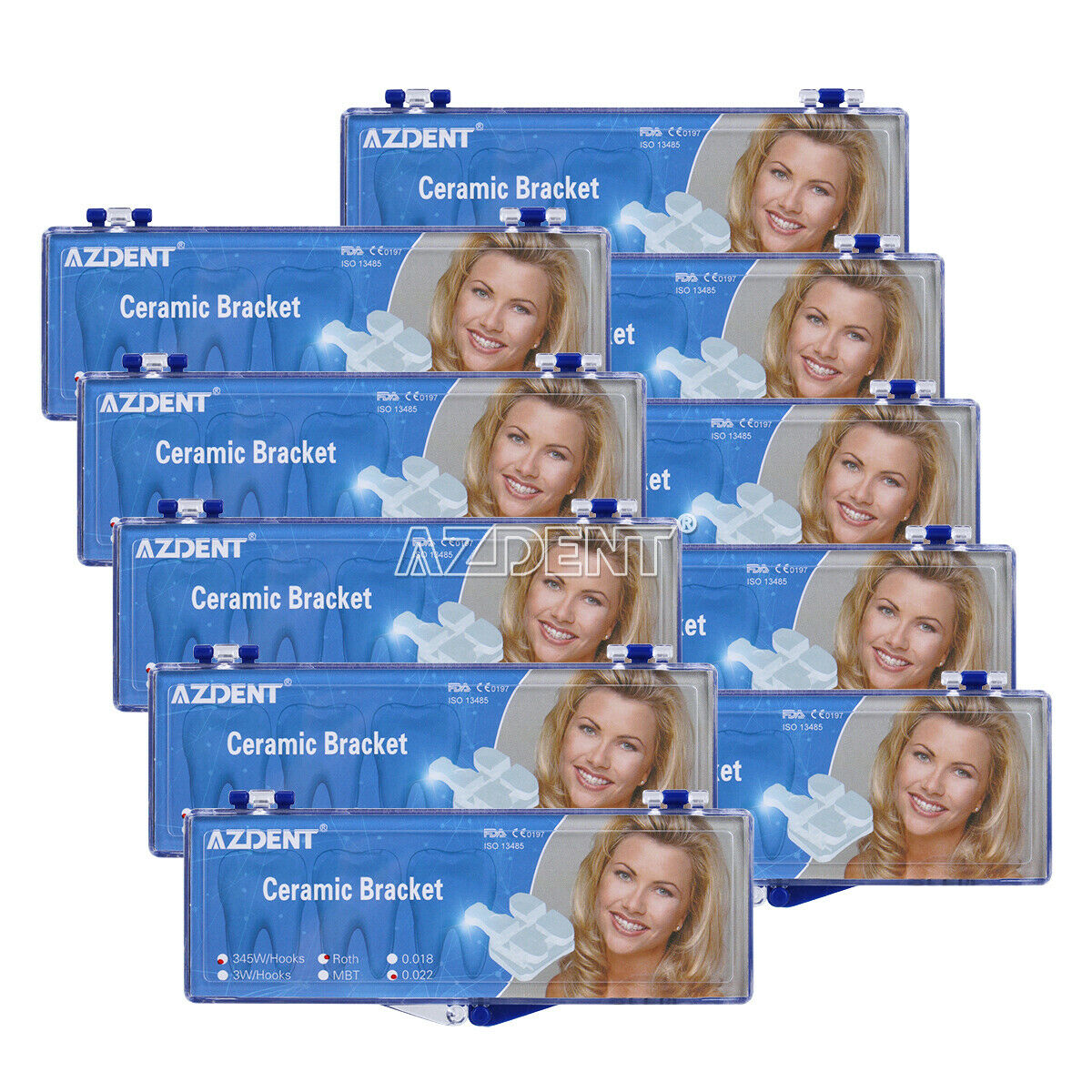 5 Box AZDENT Dental Orthodontic Bracket Ceramic Braces Roth 022 345 with Hooks