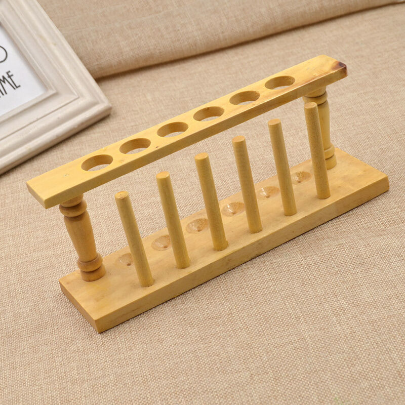 1 Pc Wooden 6 Holes Test Tube Airing Storage Rack for Chemistry Lab Supplies