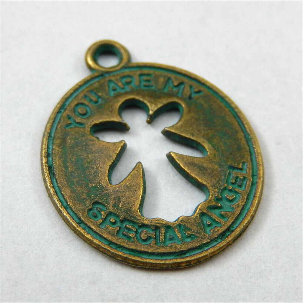 15pcs Retro Patina Coin Charm Bracelet Alloy Pendant Earring Jewelry DIY 22*18mm