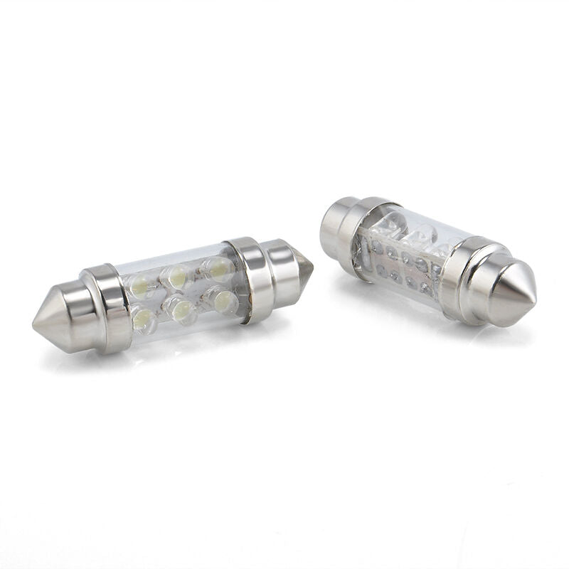 2pcs 36mm 6 LED Pure White Car Festoon Interior Dome C5W Light Lamp Bulb DC 12V
