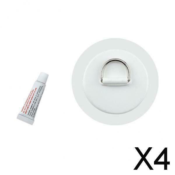 4X Stainless D-Ring Pad/Patch PVC Boat Raft Kayak Surfboard w/Glue Strong White