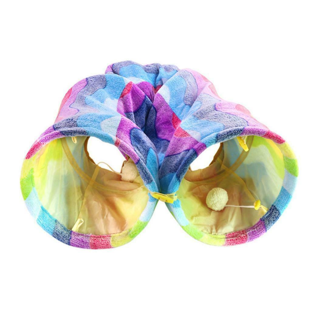 Collapsible Rainbow Cat Crinkle Play Tunnel Tube Pet Entertainment Toys