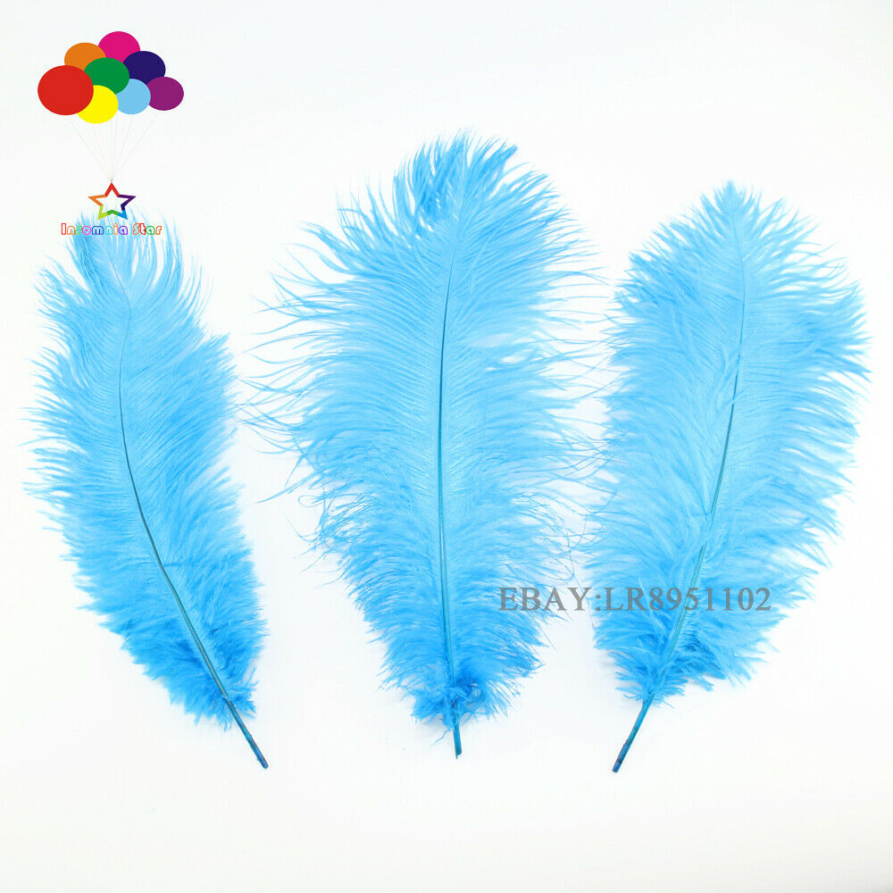 New 10-12 inch BLUELAKE ostrich feather 50 pcs wedding crafts decoration party