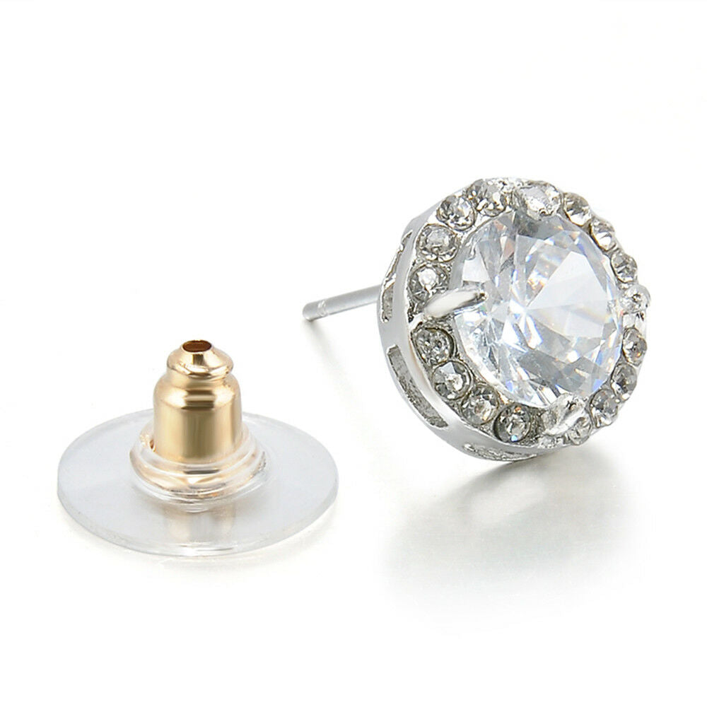 Women Nice Crystal Inlaid Zircon Ear Stud Platinum Plated Earrings jewerly gift