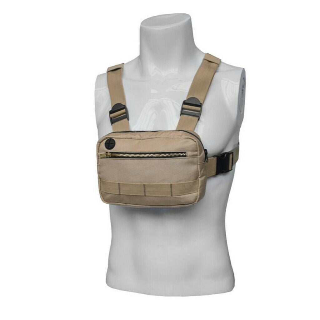 Molle Pouch Radio Rig Chest Harness Bag Multi-Purpose Running &Metal Zippers