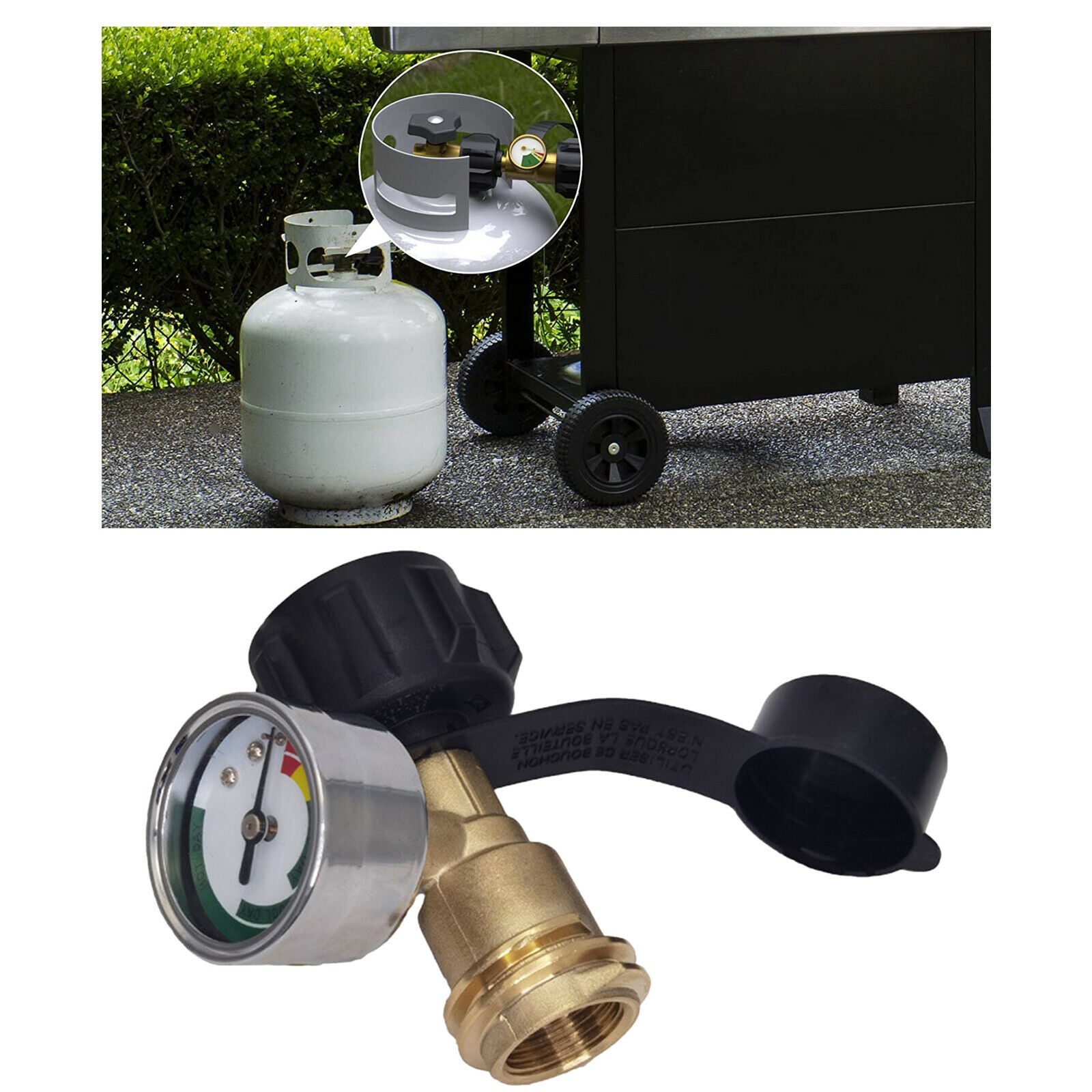 Brass Propane Tank Gauge  Type 1 QCC Adapter Connection Valve Pressure Meter