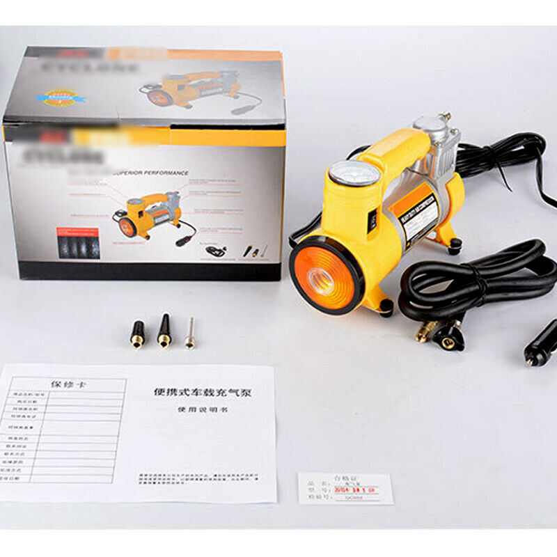 150PSI Metal Car Air Pump Inflator Lamp With Light Tire Pressure Gauge Tire Pump