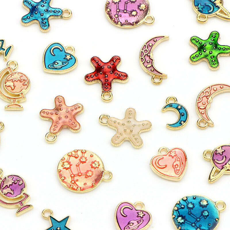 26Pcs/Set Enamel Alloy Star Planet Charms Pendant DIY Craft Jewelry Findin Tt