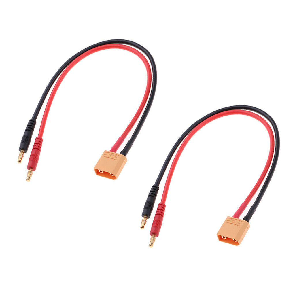 2x RC Battery Plug Charging Cable XT90 Connector to 4mm Banana Bullet Plugs
