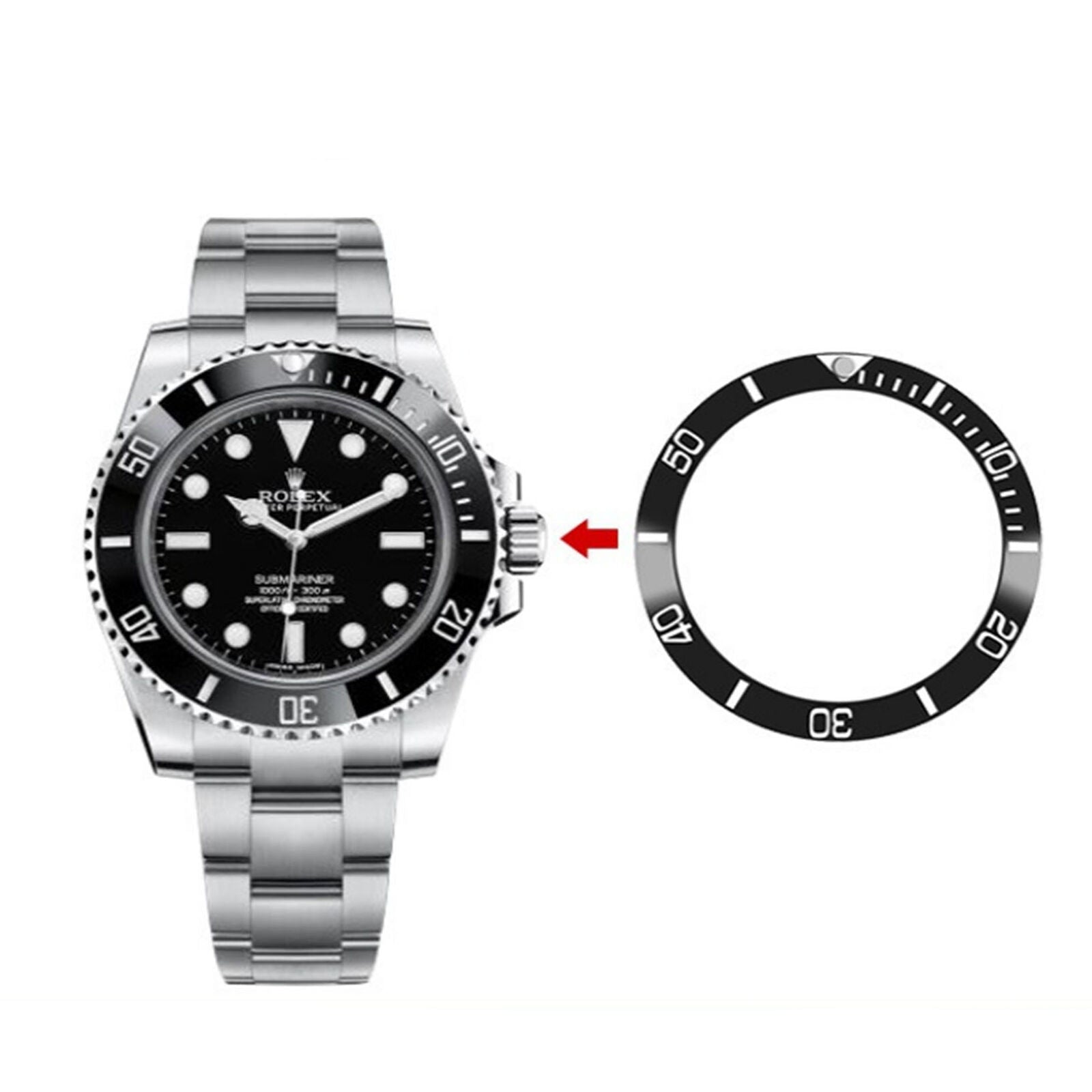 Changeable Click Spring Ceramic Watch Bezel Inset Ring 38mm for 40mm GMT Watch