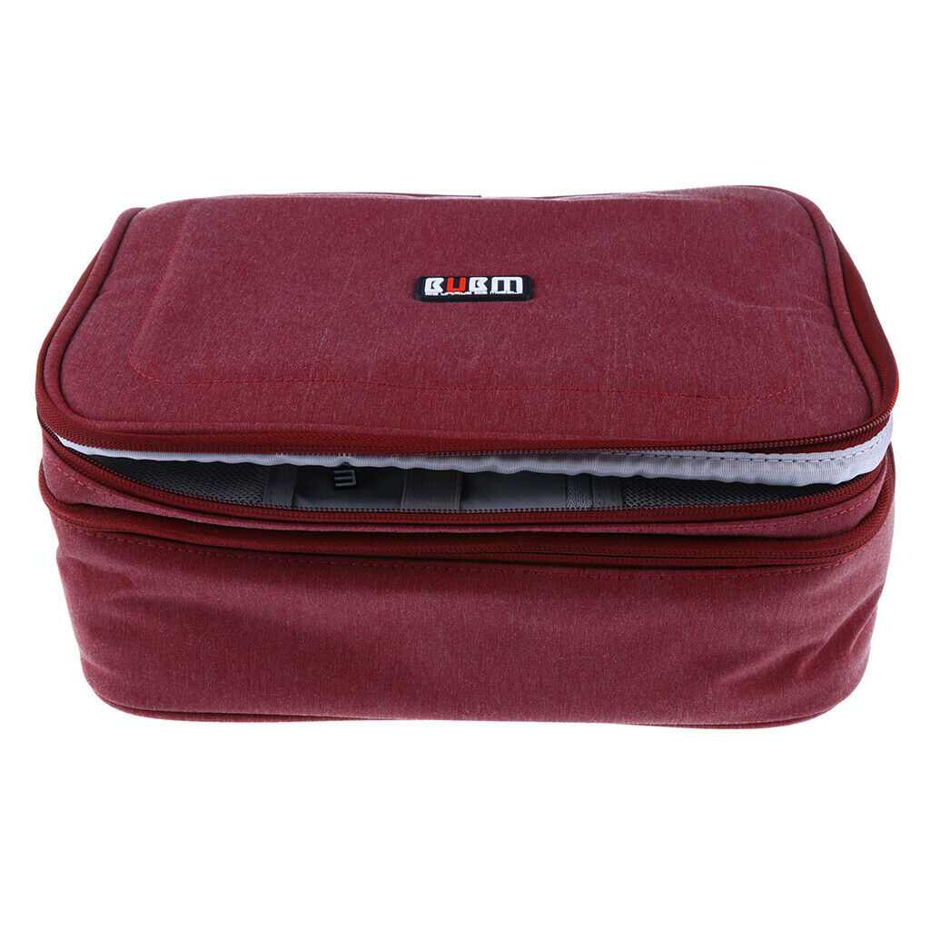 Soft Storage Bag Digital Accessories Case Mobile Power Headset Cable L red