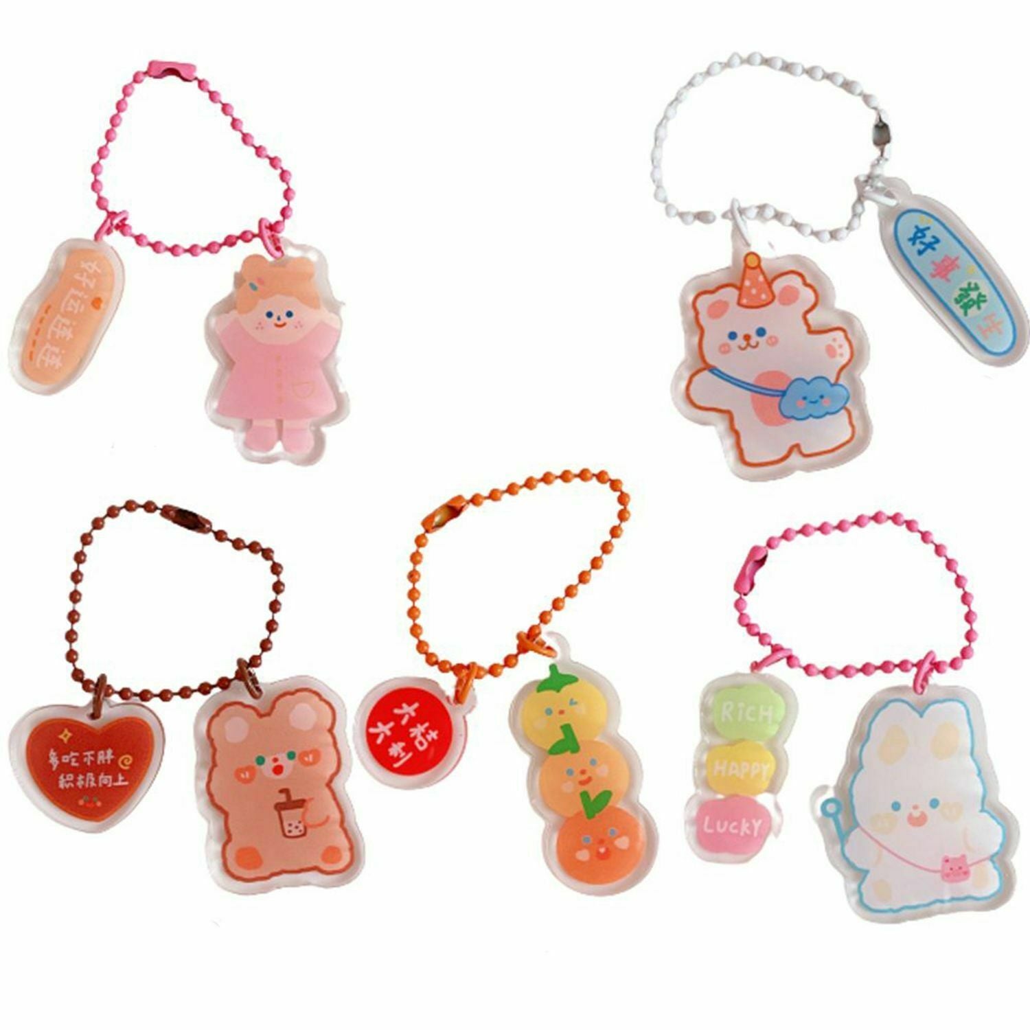 New Cute Japanese Girlish Heart Acrylic Pendant Key Ring Key Chain Key Buckle