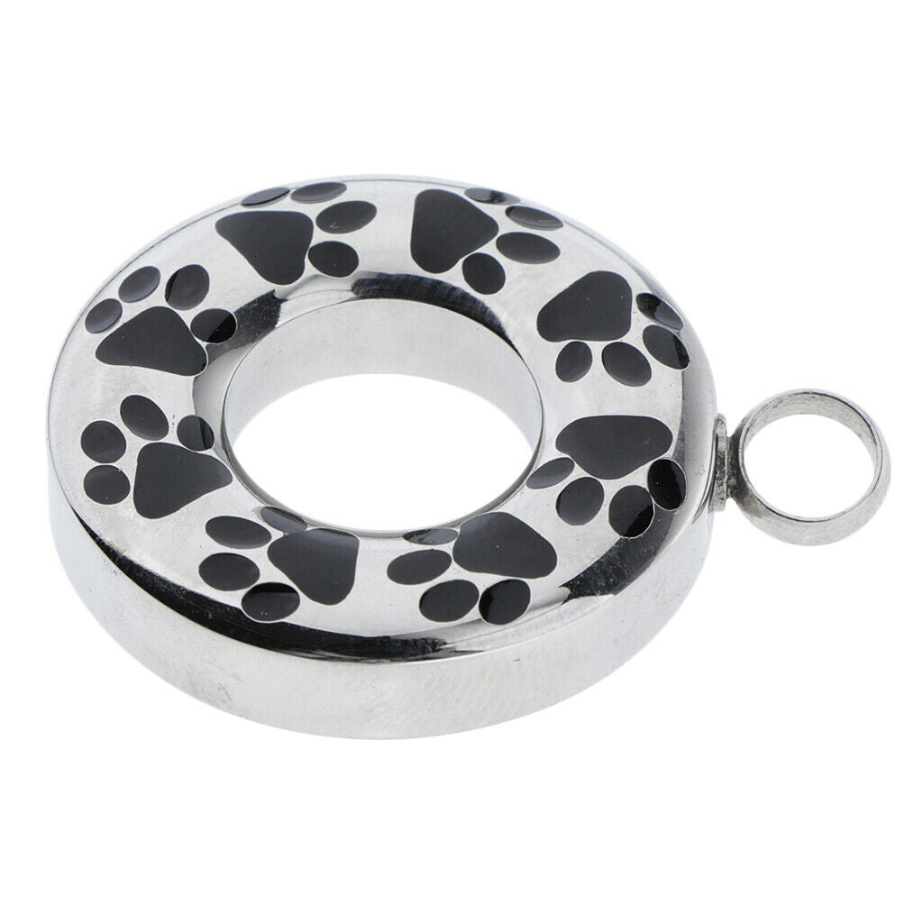 Round Pet Cat Memorial Ash Urn Locket Casket Ashed Jar Jewelry Container
