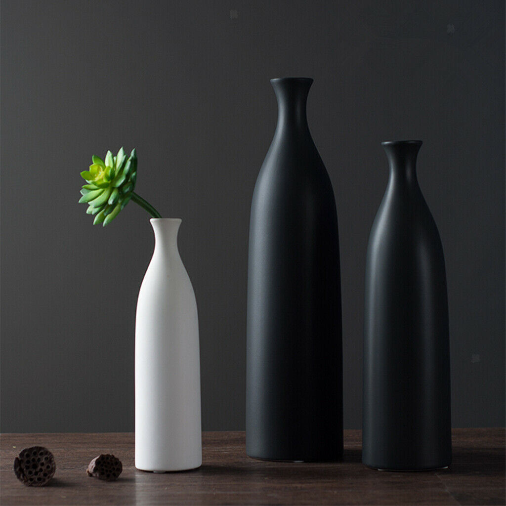 Modern Ceramic Flower Vase Centerpieces Office Living Room Decor Black L