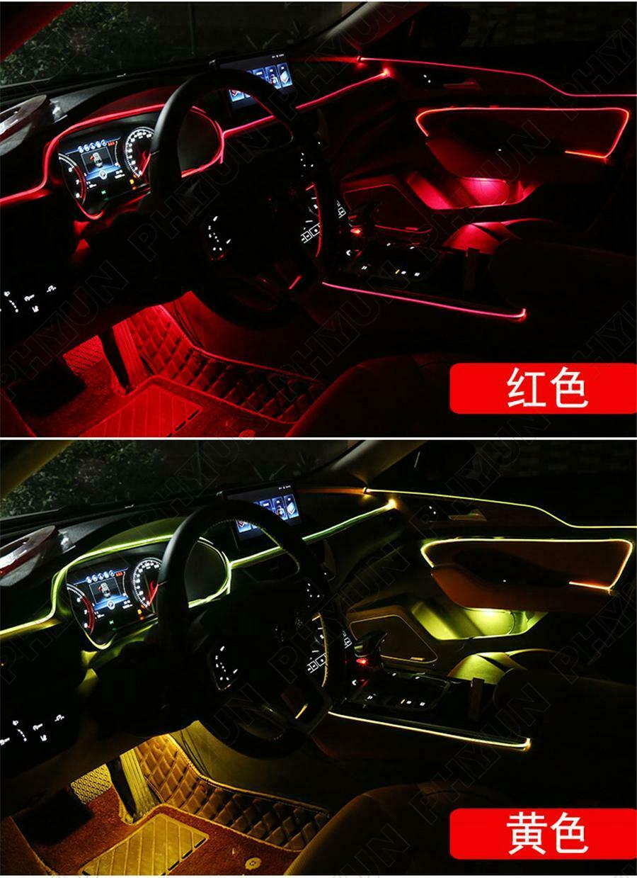 13Pcs Wireless APP Thread-Free Optic Fiber EL LED Strip Car Interior Decor Light