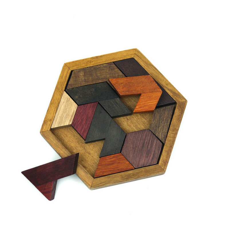Wooden IQ Game Jigsaw Intelligent Tangram Brain Teaser Puzzle Baby Kid Toys