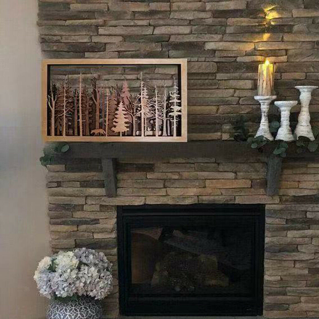 Wooden Carved Wall Plaque Animal Trees Home Living Room Bathroom Decor