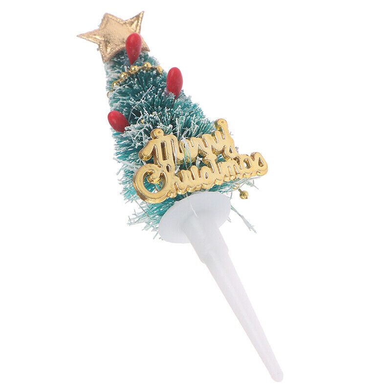 5pcs Merry Christmas Cake Toppers Xmas Tree Cupcake Picks Kids Birthday D.l8