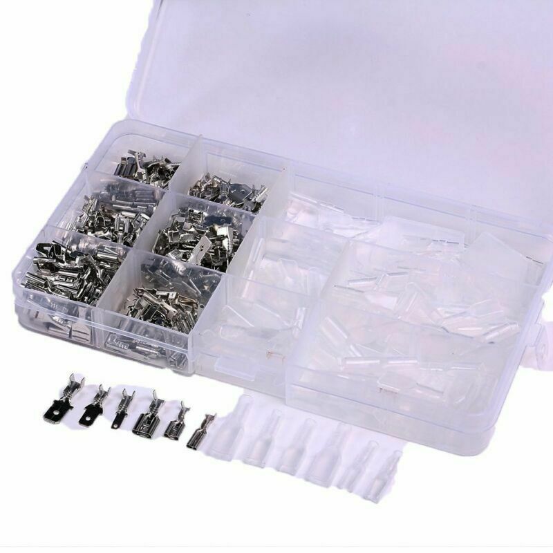 270Pcs Male & Female Spade Connector Wire Crimp Terminal Block 2.8mm 4.8mm 6.3mm