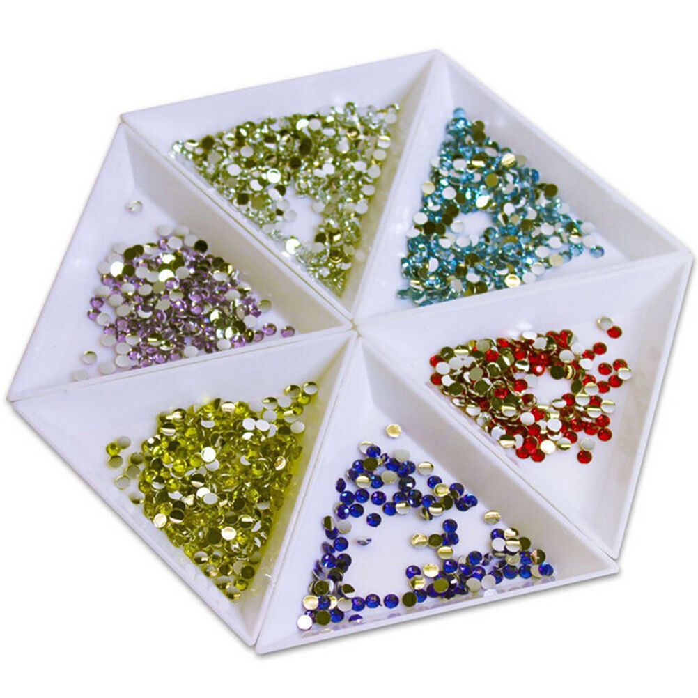 4X Container Holder Triangle Phone / Craft / Nail Art / Rhinestones Gems Be T Ad