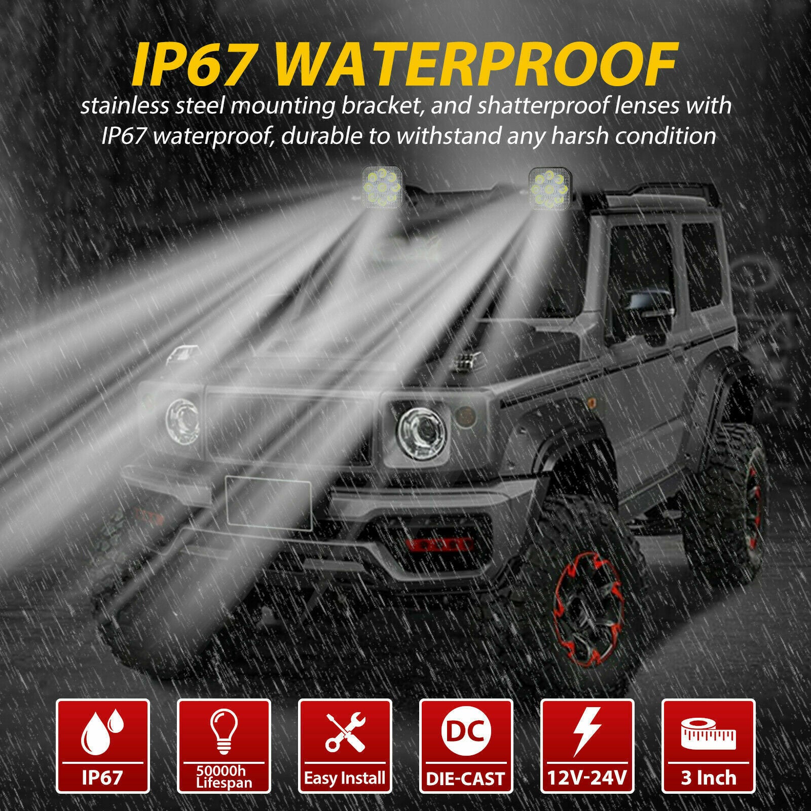 2x 3inch LED Work Light Bar Spot Pods Fog Lamp Offroad Driving Truck SUV ATV 4WD