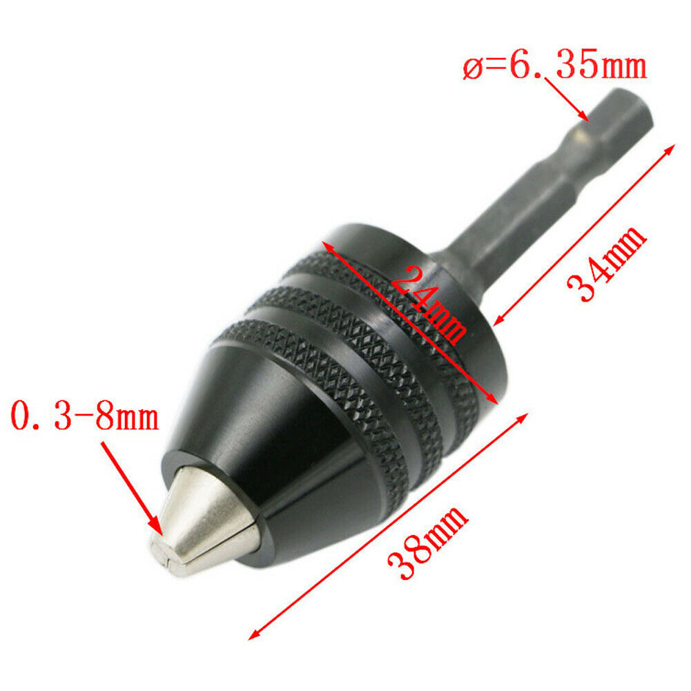 1/4Inch Hex Shank Conversion Keyless Drill Chuck Quick Change Adapter 0.3-8mm