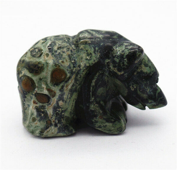 38x25x20mm Natural Kambaba Jasper Carved Bear Decoration Statue Decor HH7754