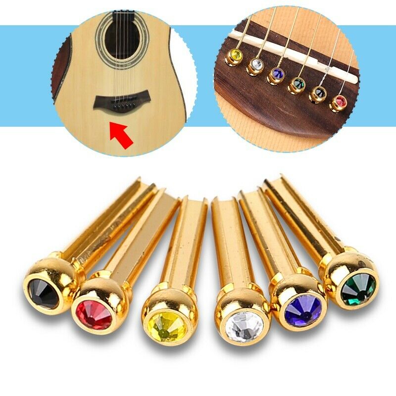 Abalone Ebony Guitar Bridge Bone Pins Set For Acoustic Guitar String Pegs x6