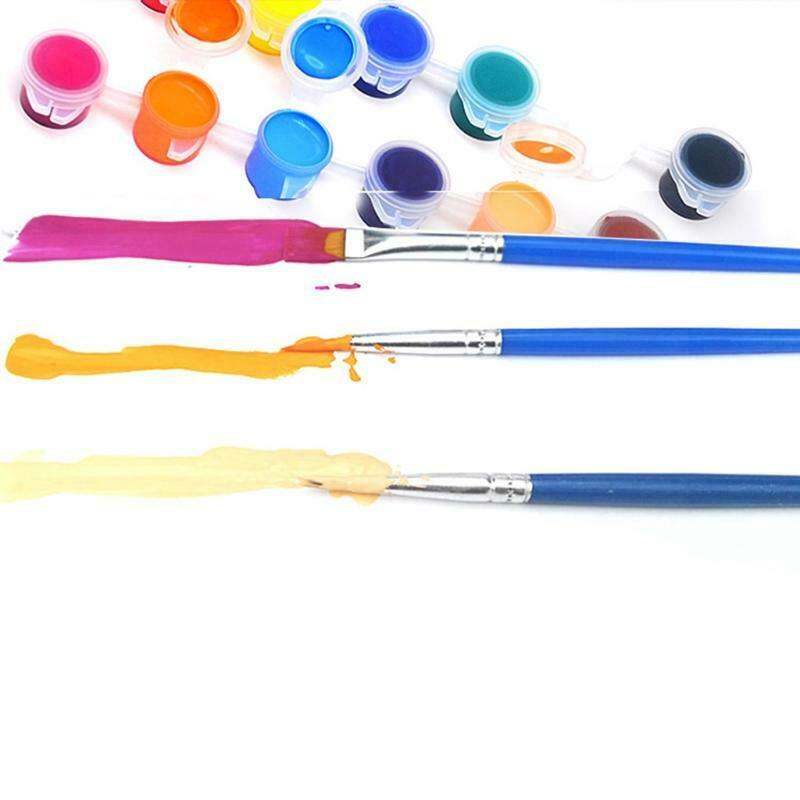 12 Colors Acrylic Paint Set 5ML/Box DIY Pigment with Hook Line Pen Draw Brush