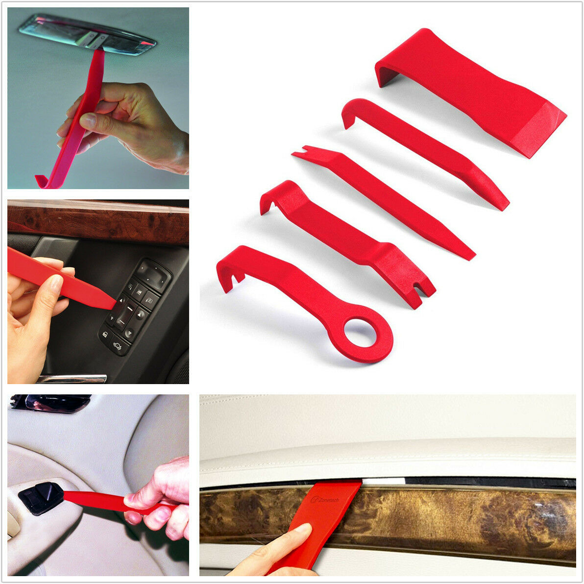 5pcs Car Door Trim Panel Clip Dash Centre Console Radio Removal Pry Tools Nylon