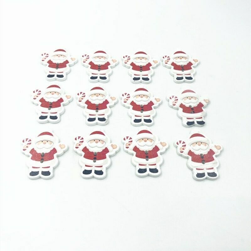 50pcs Christmas Santa Claus Wooden Buttons decoration holiday Sewing Scrapbookin