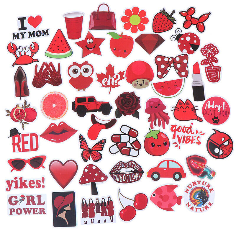50Pcs Cartoon Red Girls Stickers DIY Suitcase Laptop Guitar Bicycle Car Dec _DD