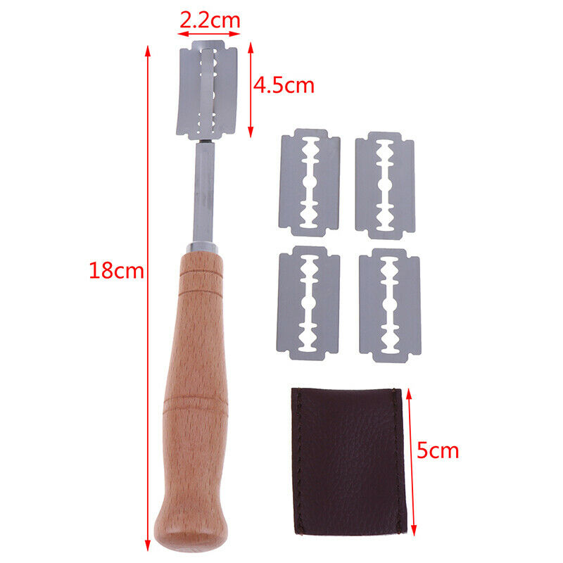5 Blades Bread Bakers Lame Slashing Tool Dough Making Cutter Wood Handle Set Lt
