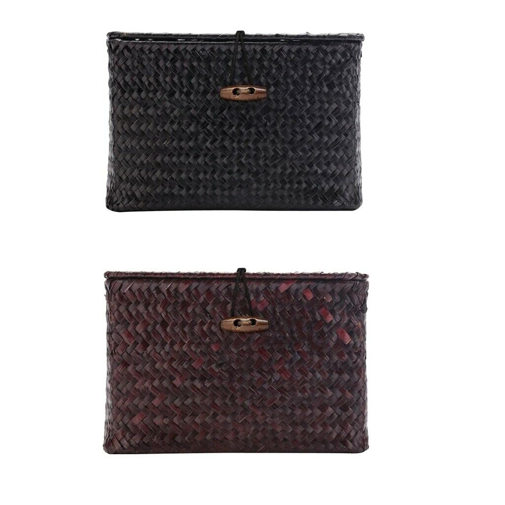 2pcs Seagrass Woven Storage Baskets Bathroom Kitchen Desktop Organizer Box