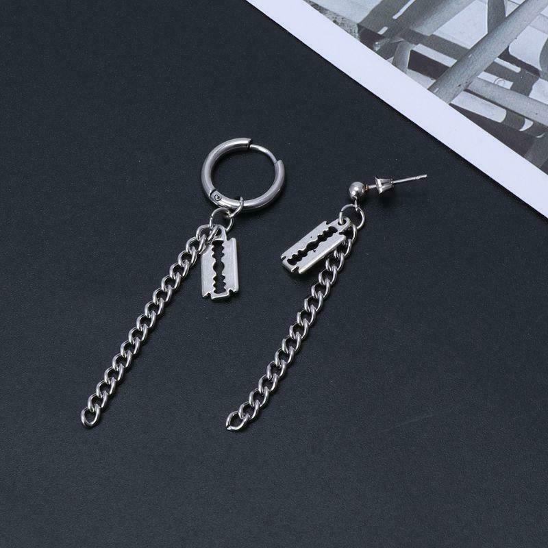 Titanium Steel Korean Boy Jin V Dlade Pendant Tassel Chain Drop Fashion Earrings