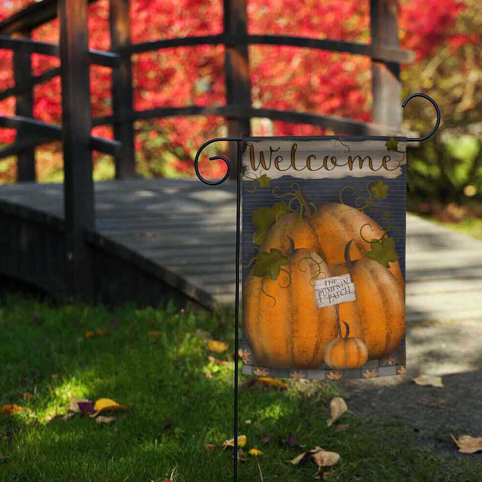 Toland Pumpkin Patch Welcome 12.5 x 18 Americana Fall Autumn Garden Flag