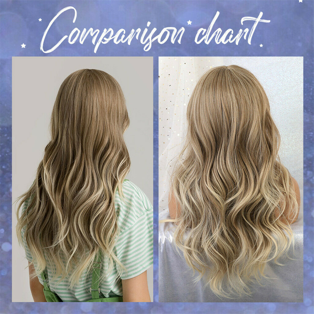 24'' Curly Wavy Wigs Heat Resistant Full Head Christmas Party Wig w/ Bang