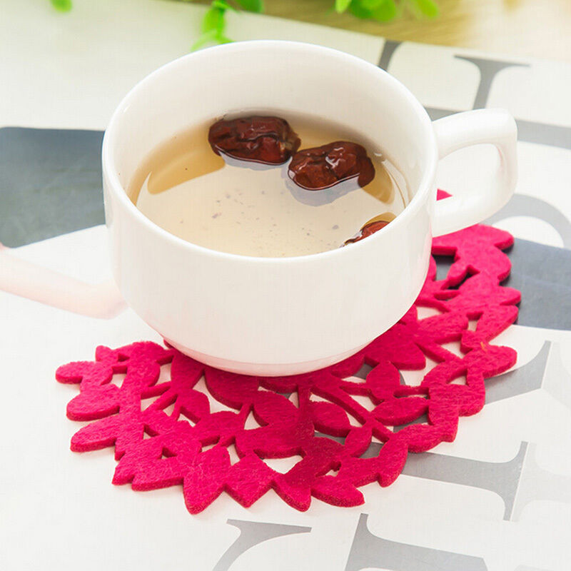 Set of 5 Tree Shaped Felt Coasters Holder Mats Pad Bowl Mug Tea Cup Placem.l8