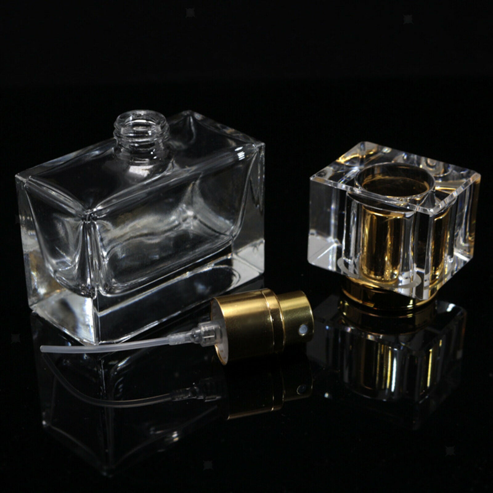 30ml Square Refillable Clear Glass Perfume Sprayer Bottle Container Atomizer