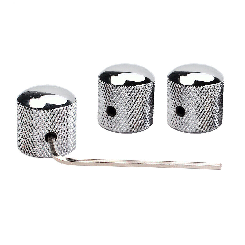 3x Metal Domed Volume Tone Control Knobs for Electric Guitar