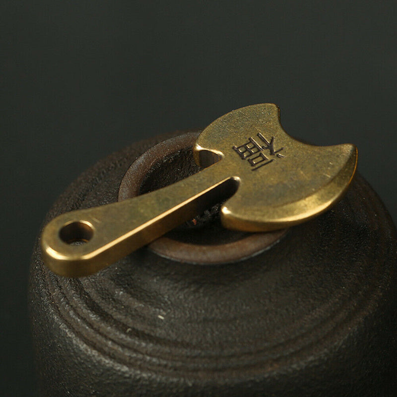 1Pc Brass Chinese Blessing Axe Keychain Pendant Jewelry Necklace DIY Accessories