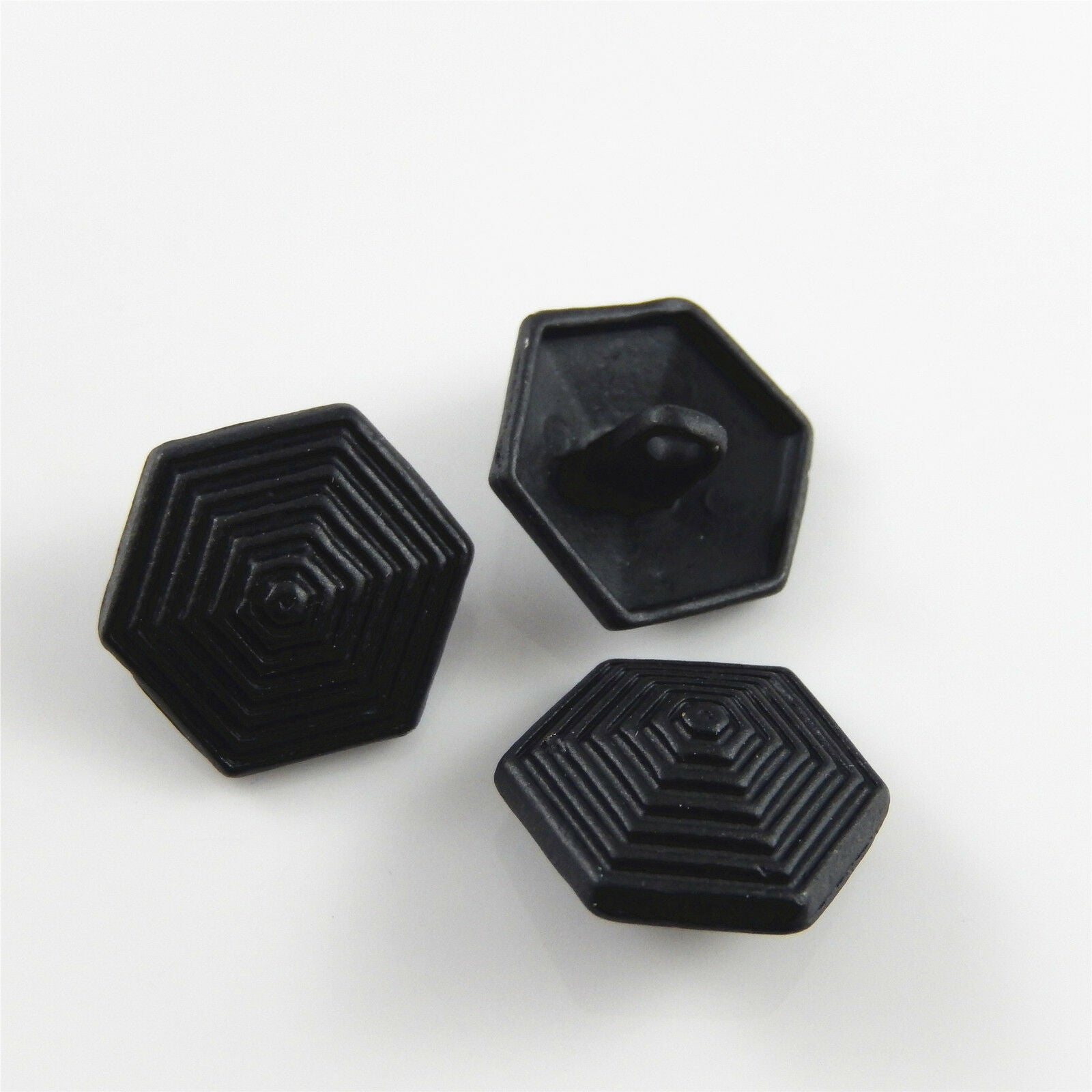 10 pcs Black Matte Alloy Button Hexagon Shape Crafting Sewing Findings 18*18*8mm