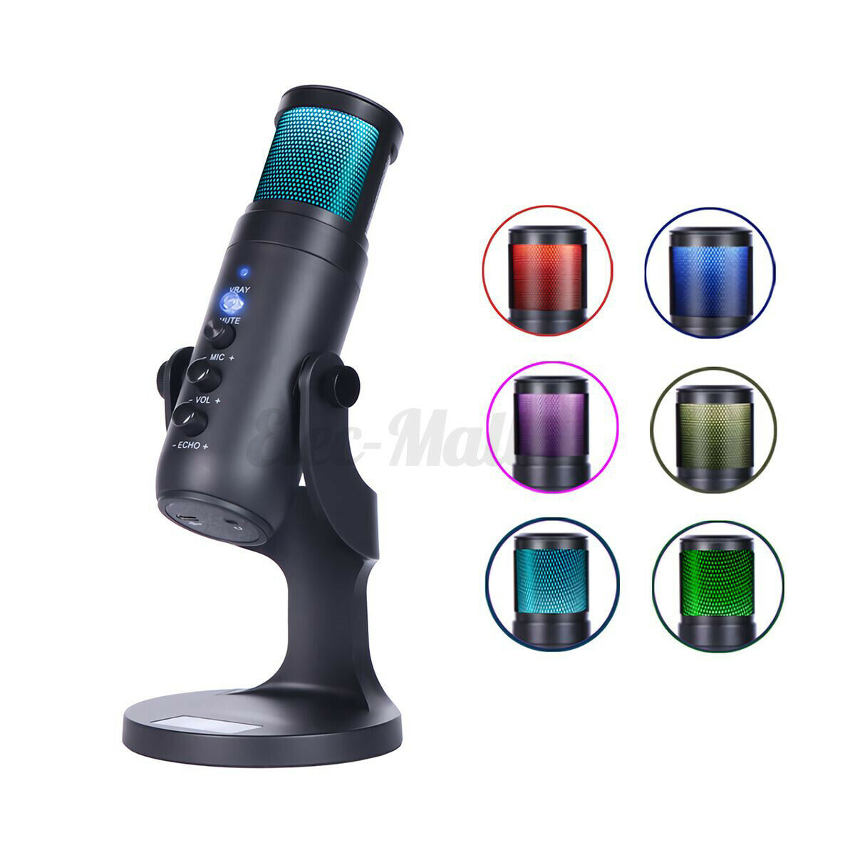 RGB USB Gaming Condenser Microphone Plug&Play For Game Chat Audio Recording