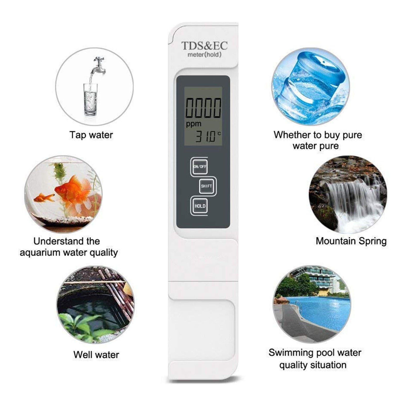 3 in1 Digital TDS EC TEMP Meter Water Quality Tester Purity Filter Pen 0-9990ppm