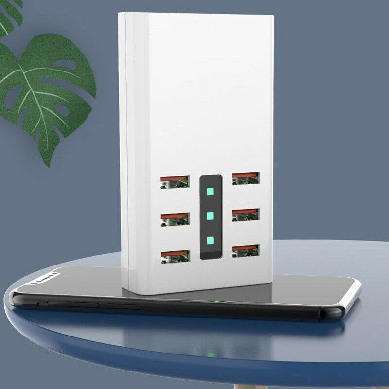 6 USB Ports Charger Rapid Tower Charging Station Power Adapter 30W AC100-240V