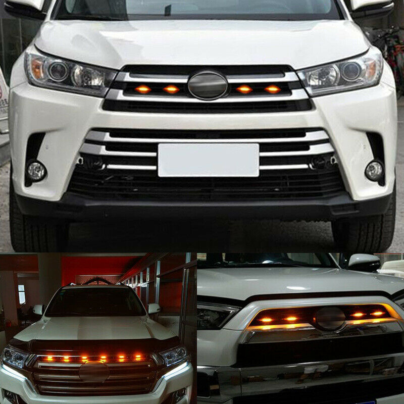 12V Off-road Vehicle Car Front Bumper Grille LED Small Yellow Light Bracket Kit