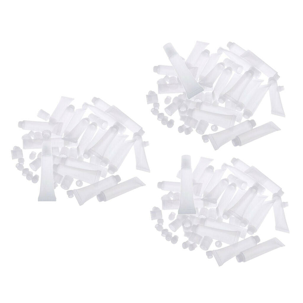 60x Clear Lip Gloss Soft Squeeze Tubes Portable Bottles Vials Containers