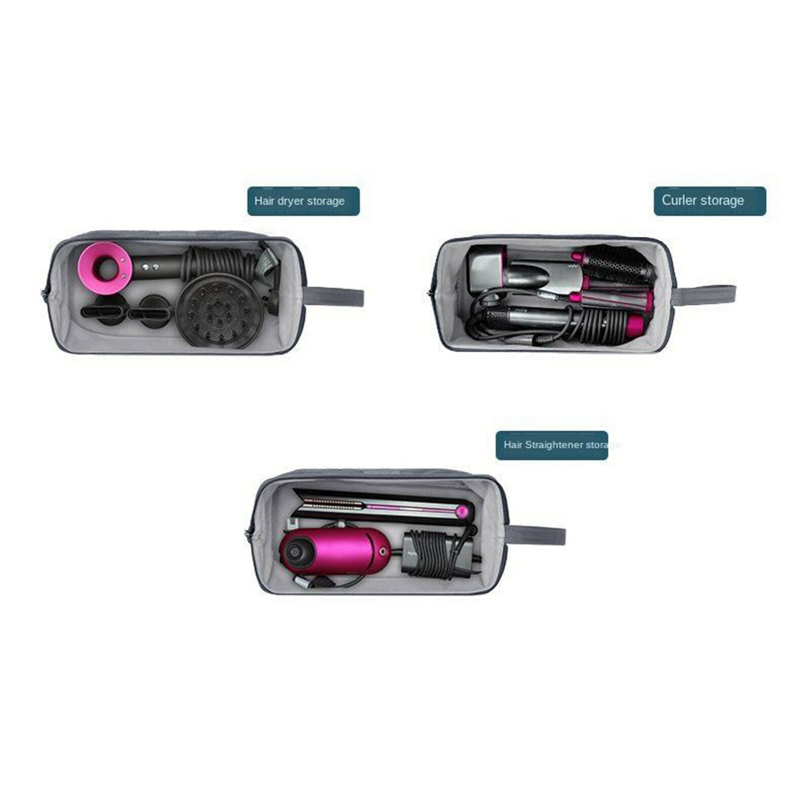 Dustproof Hair Dryer Storage Carrying Large Capacity for Dyson Black