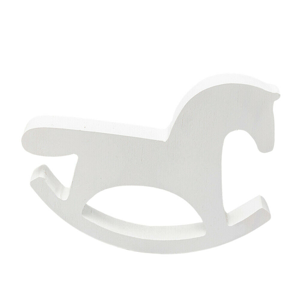 Pine Wood Rocking Horses f/ Home Bedroom Tabletop Xmas Decor White